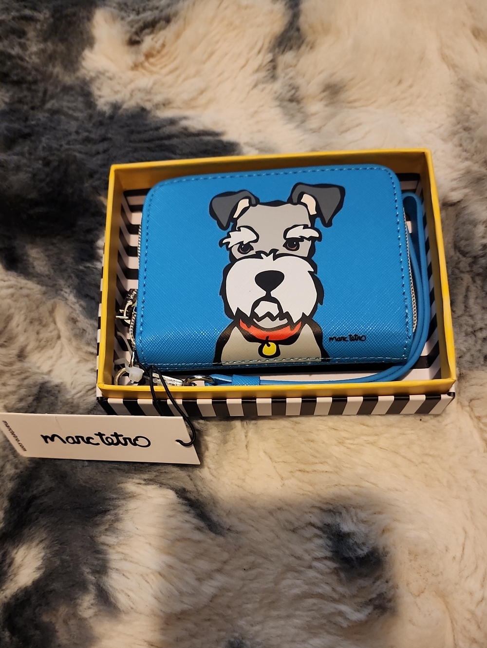 Marc Tetro Blue Schnauzer Zip Wallet